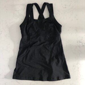Lululemon Chaturanga Strappy Criss Cross Yoga Tank Top Luxtreme Black Sz 4